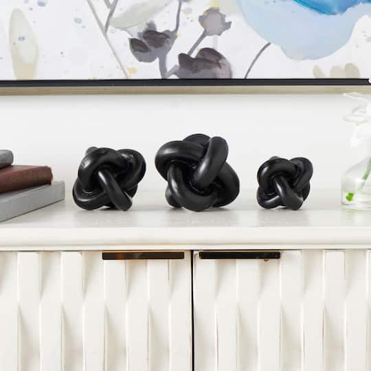 Black Geometric Knot Inspired Sculpture Set
